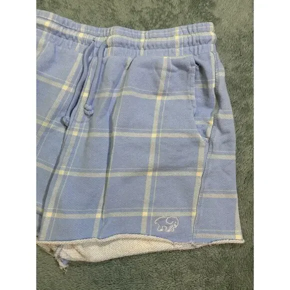 Ivory Ella Women's Plaid Shorts Blue Yellow Drawstring Pocket Elephant US M - Picture 2 of 8